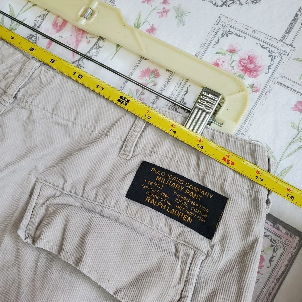 Polo‎ Jeans Co Ralph Lauren Mens Beige Corduroy Cargo Utility Shorts Size 34